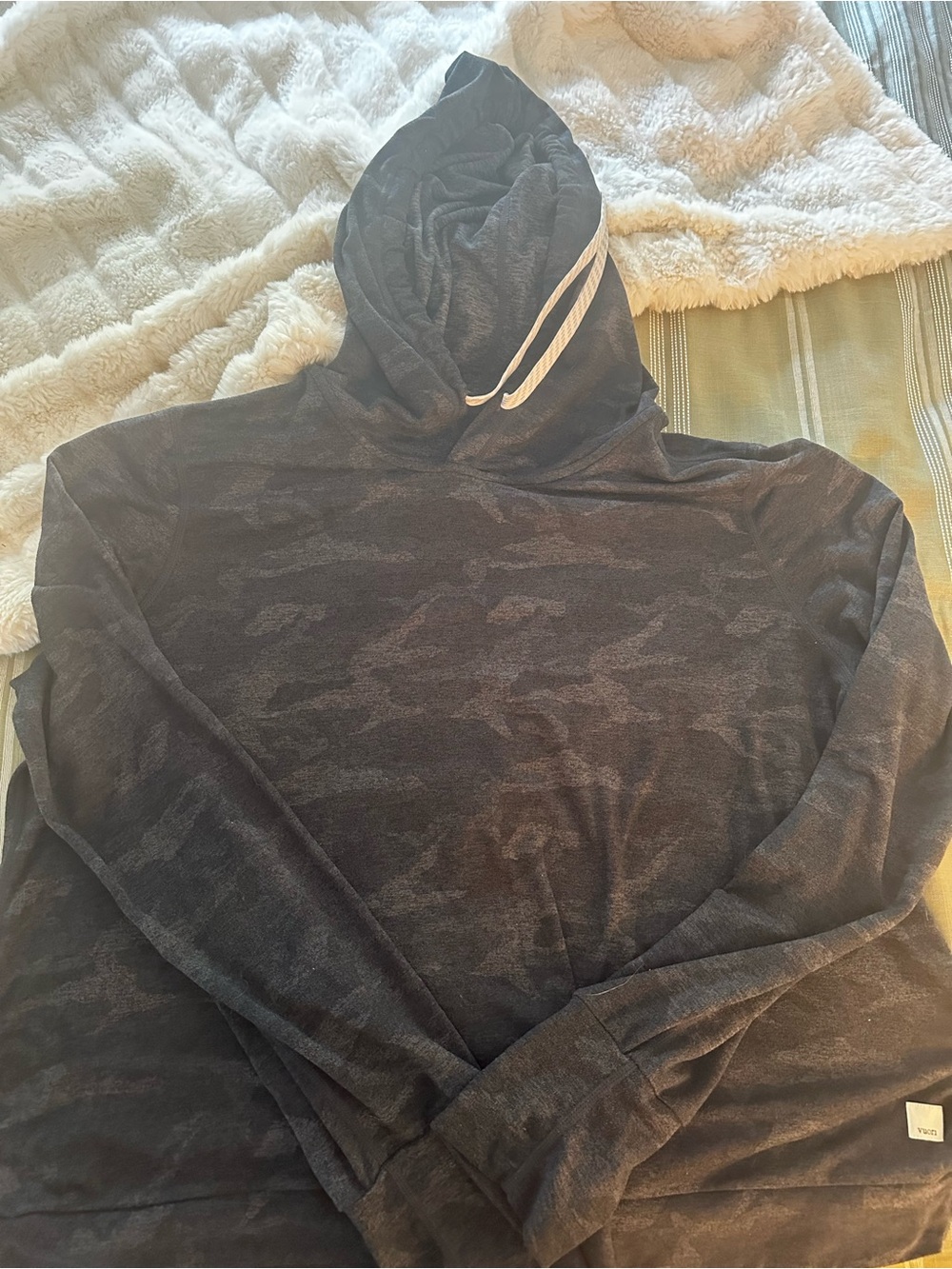Vuori Dark Gray Camo Hoodie - Lightweight Pullover